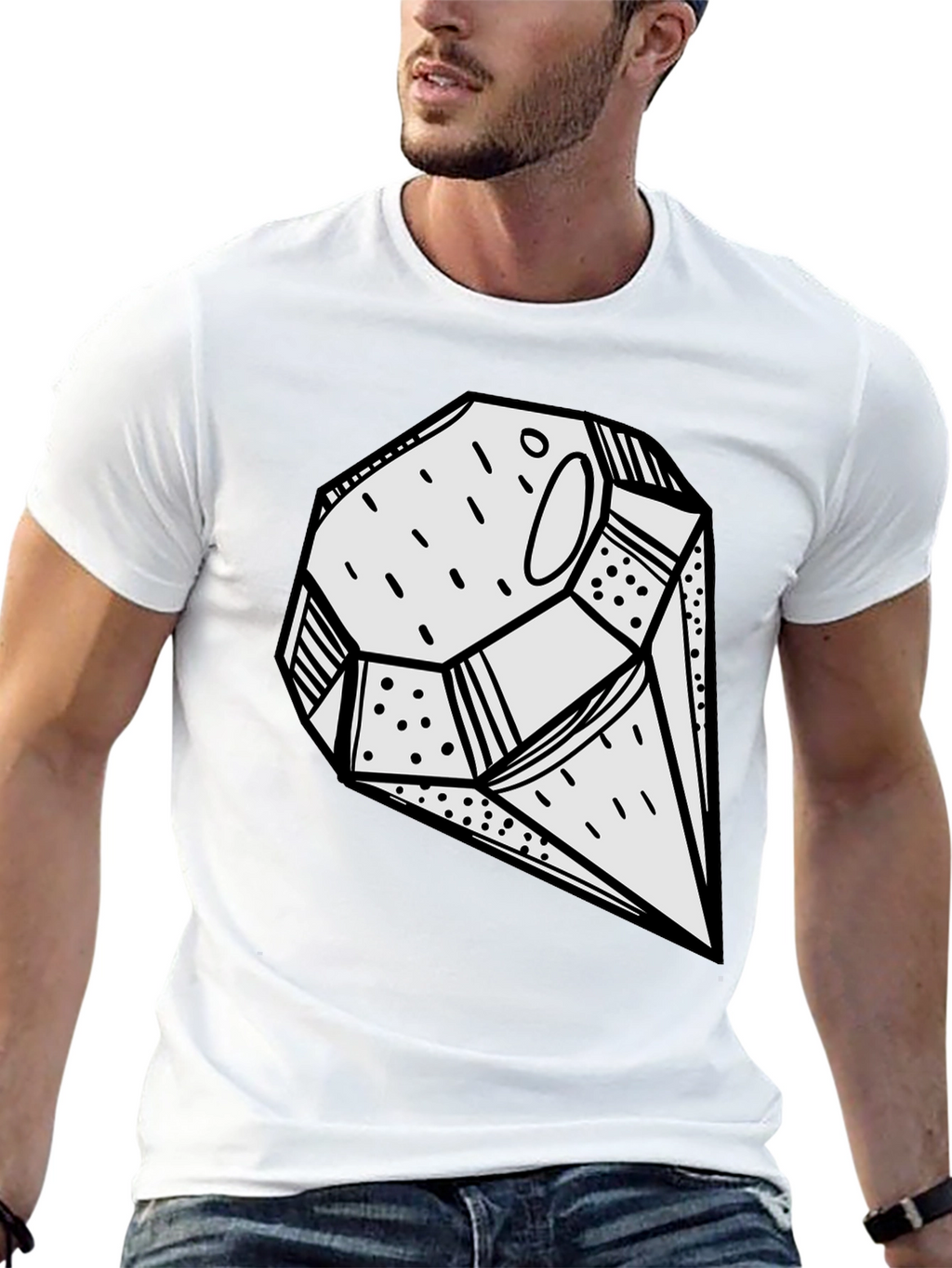 Abstract Geometric Graphic Print Black T-Shirt