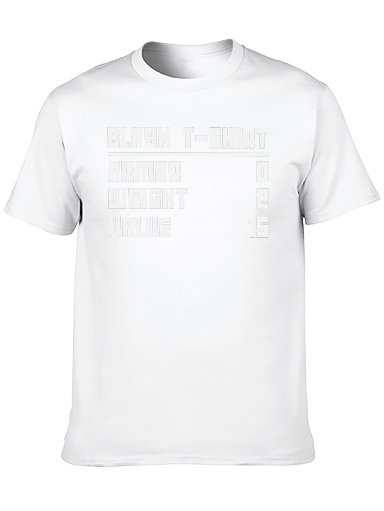 Black T-Shirt Armor Stats Gamer Tee