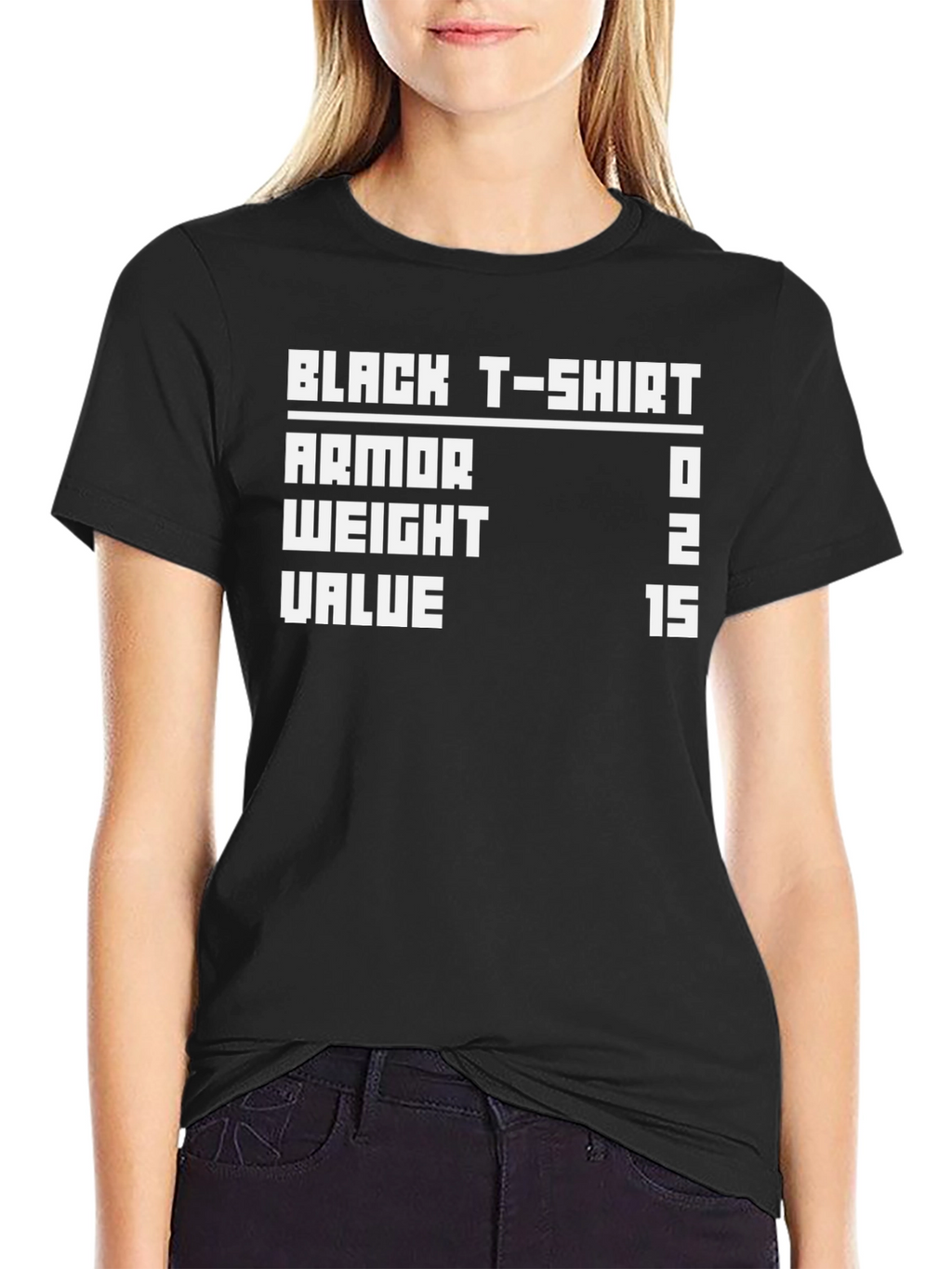 Black T-Shirt Armor Stats Gamer Tee