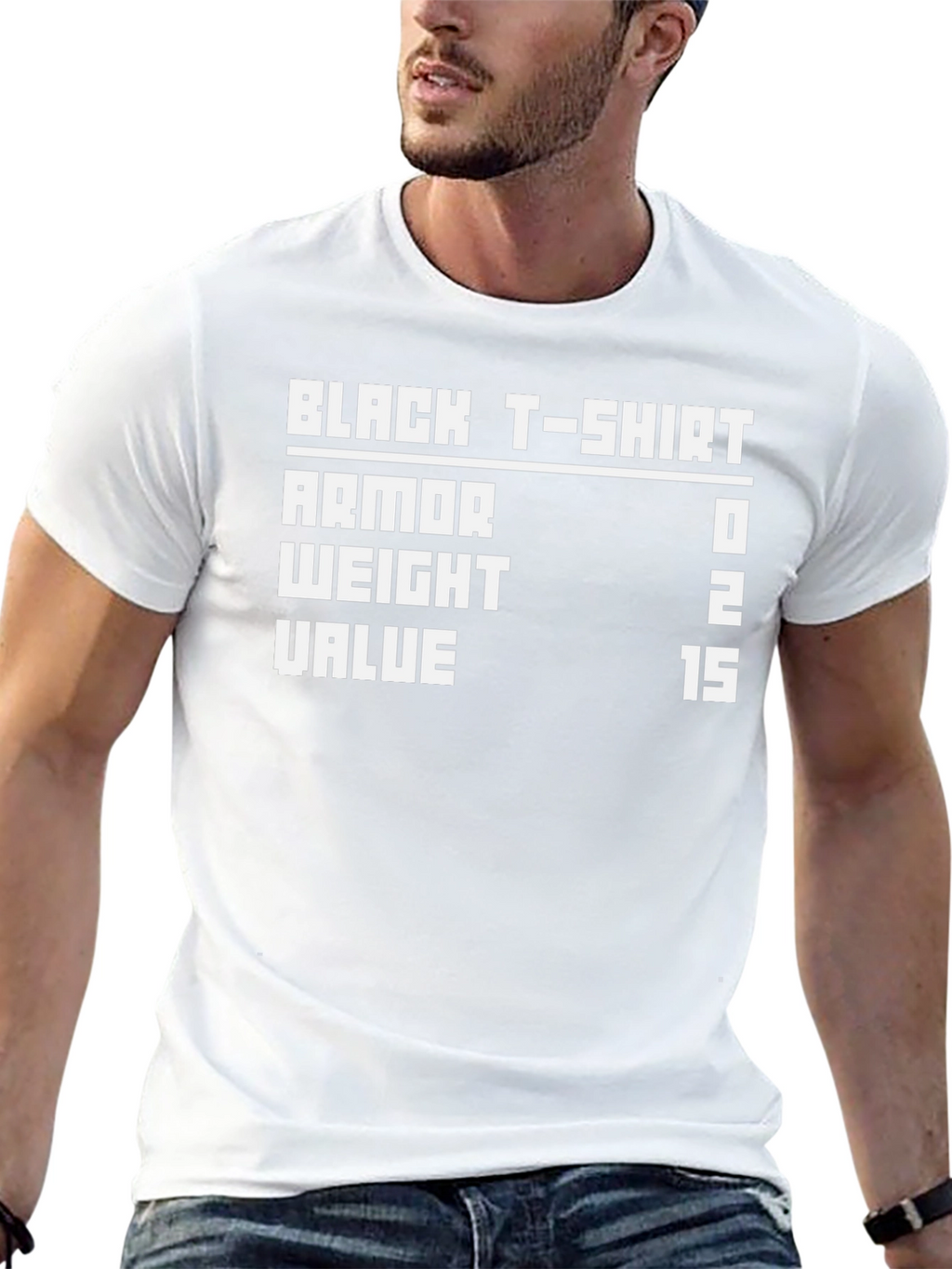 Black T-Shirt Armor Stats Gamer Tee