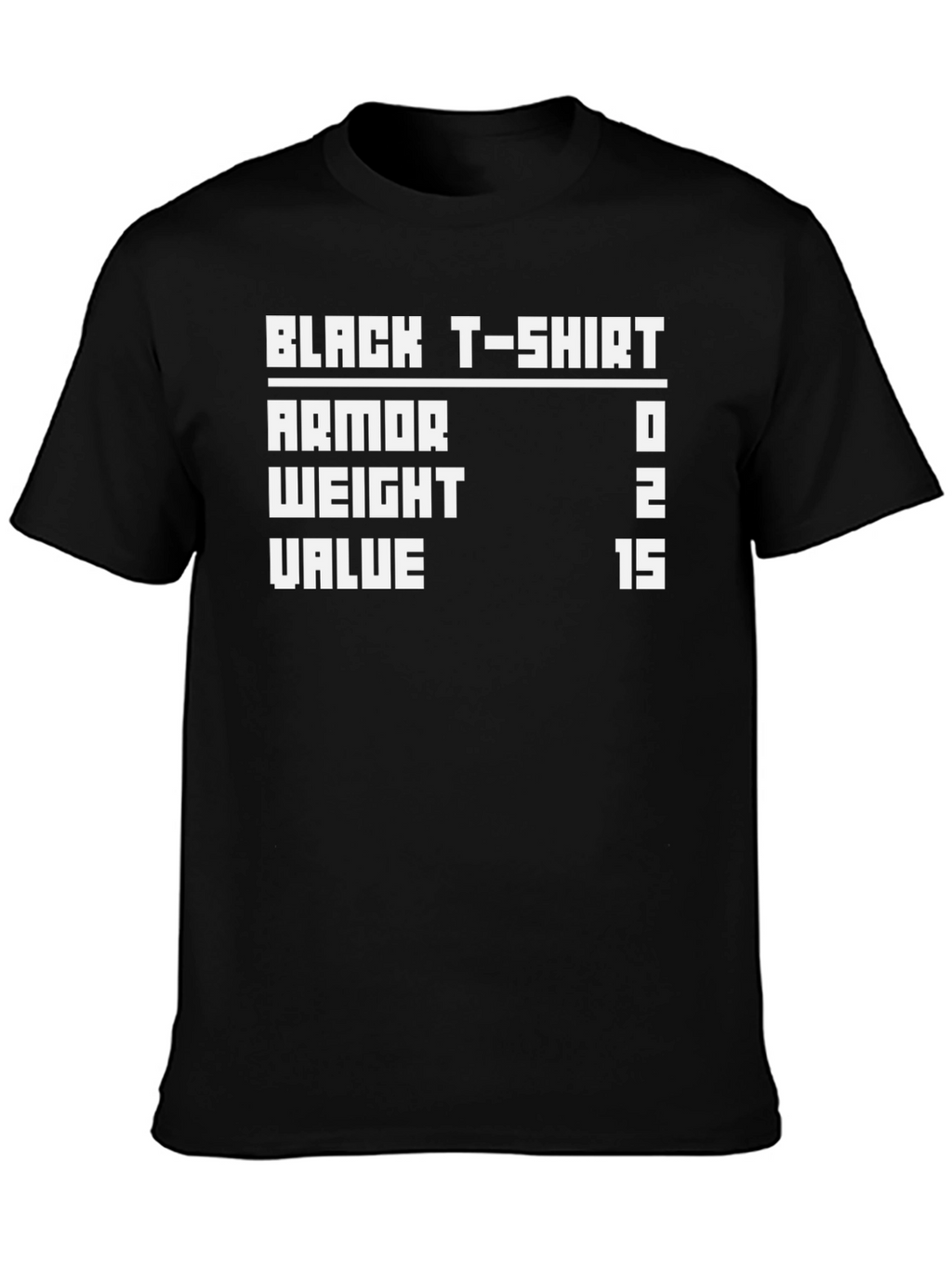Black T-Shirt Armor Stats Gamer Tee