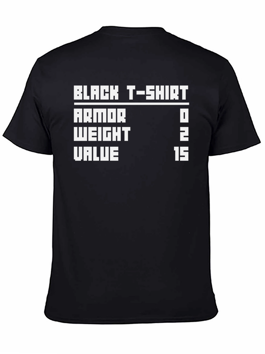 Black T-Shirt Armor Stats Gamer Tee