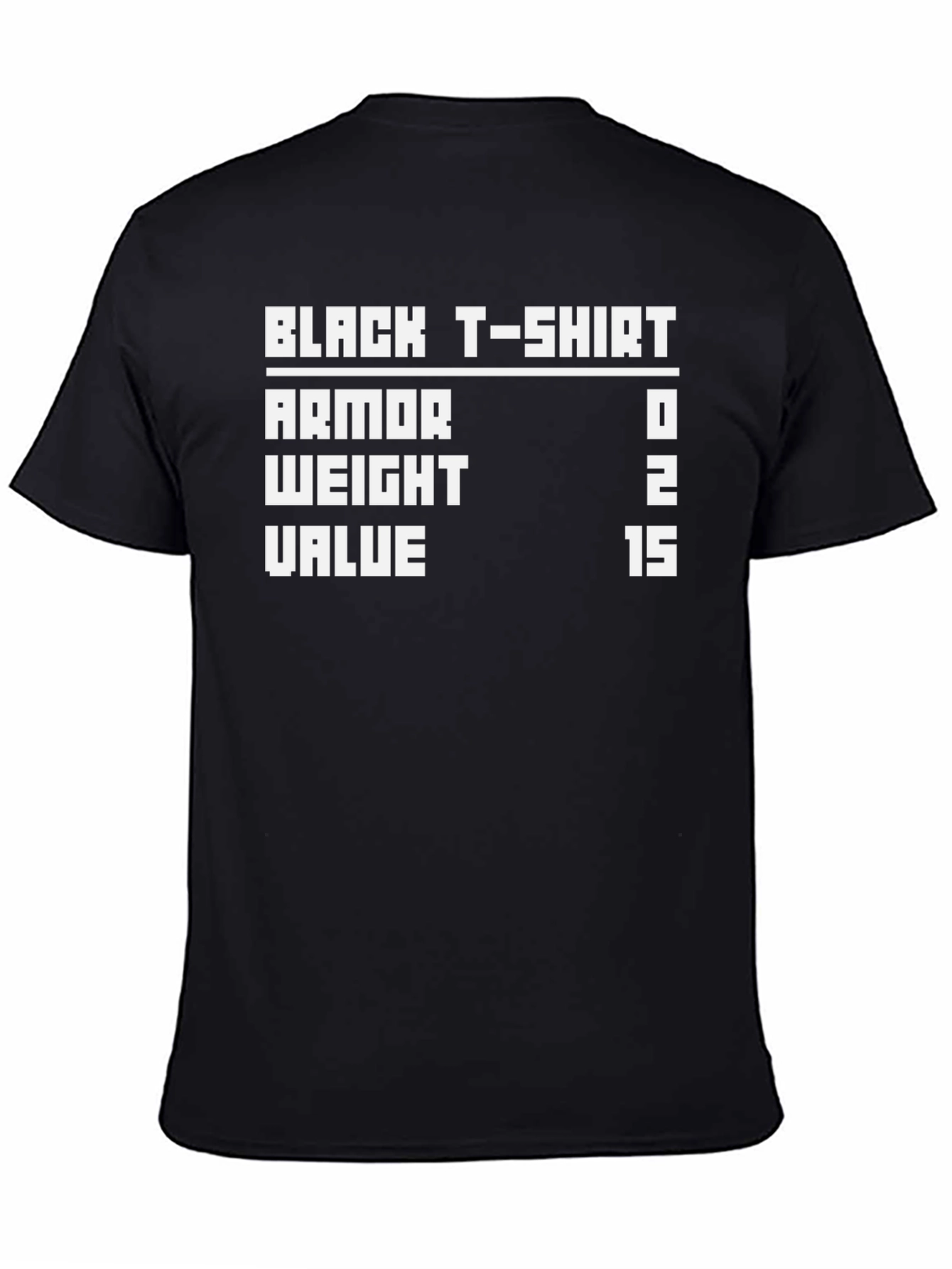 Black T-Shirt Armor Stats Gamer Tee