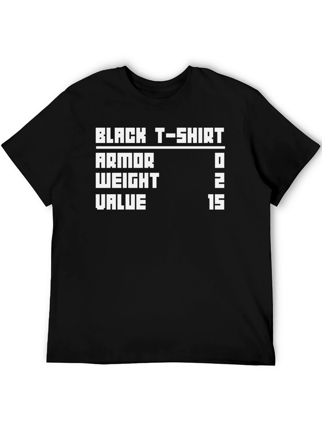 Black T-Shirt Armor Stats Gamer Tee