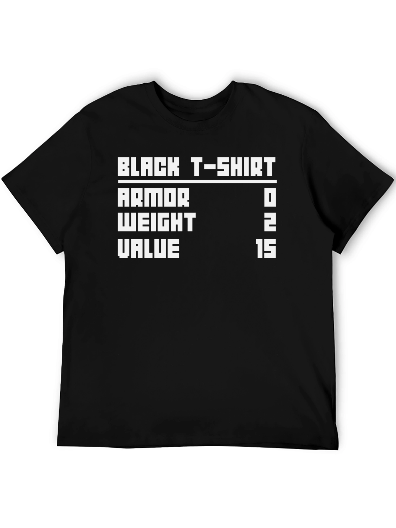 Black T-Shirt Armor Stats Gamer Tee
