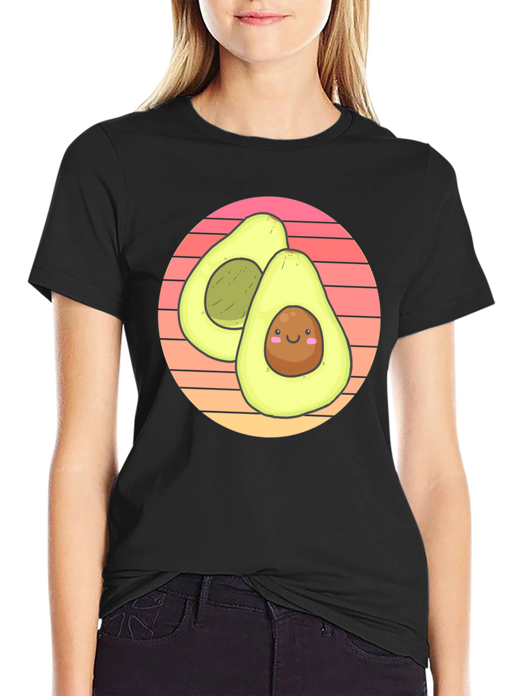 Cute Avocado Graphic T-Shirt - Black Cotton Tee