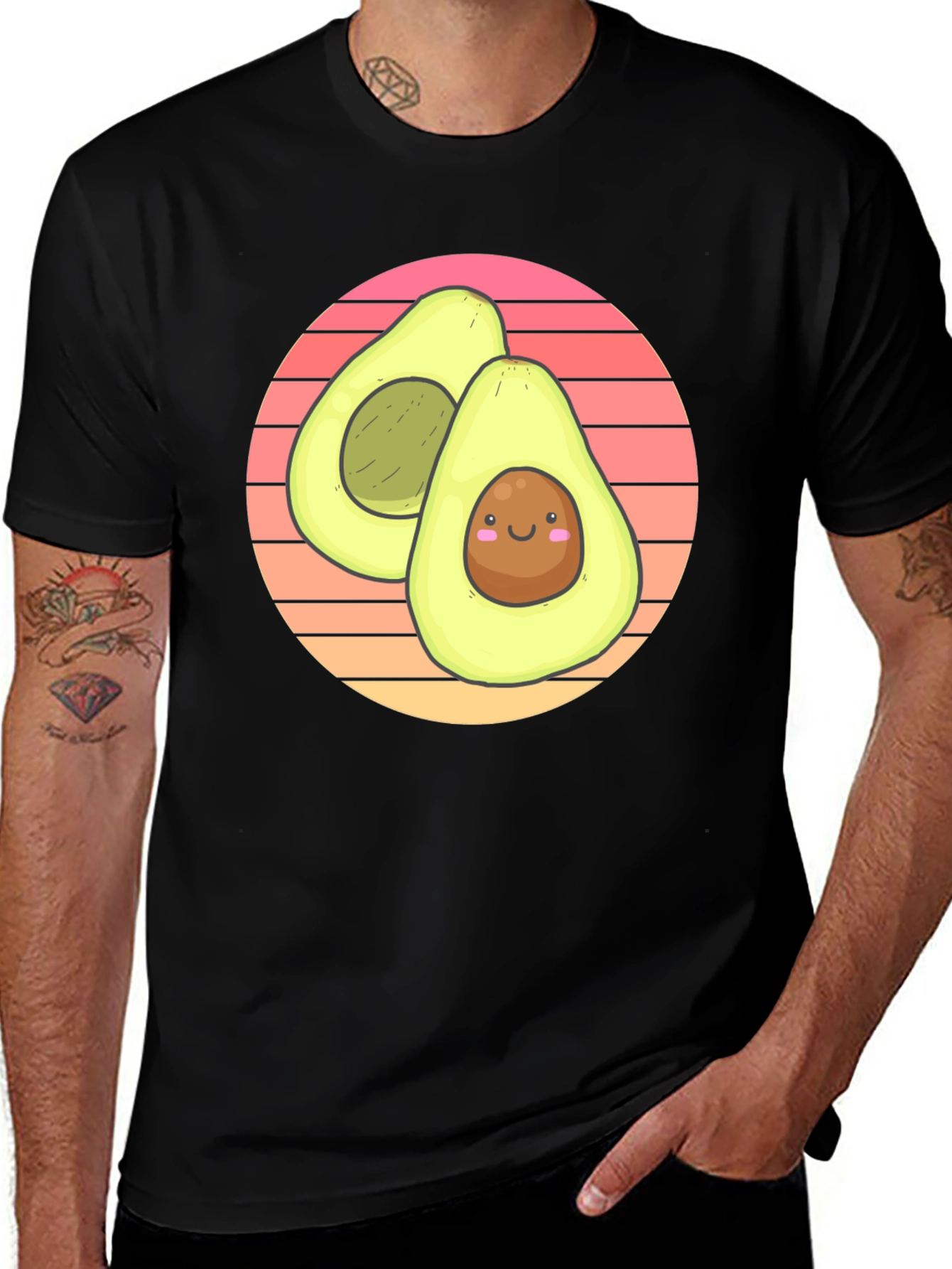 Cute Avocado Graphic T-Shirt - Black Cotton Tee