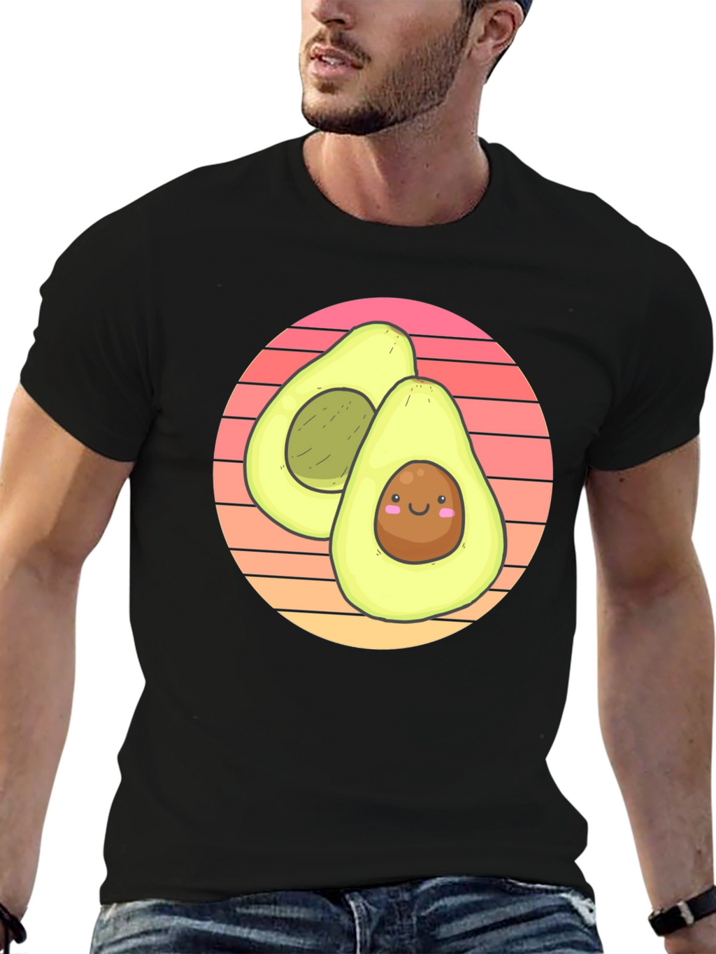Cute Avocado Graphic T-Shirt - Black Cotton Tee