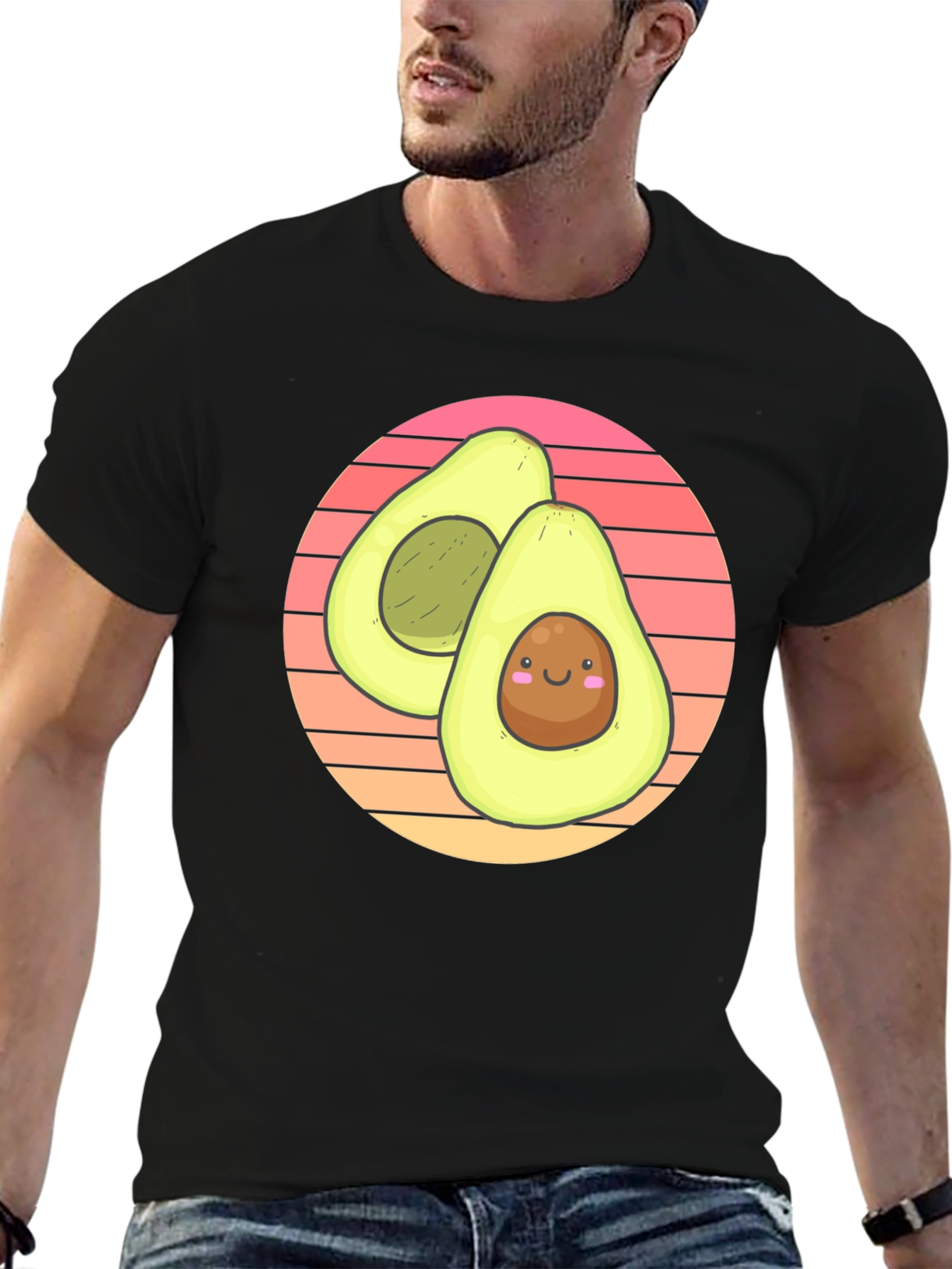 Cute Avocado Graphic T-Shirt - Black Cotton Tee