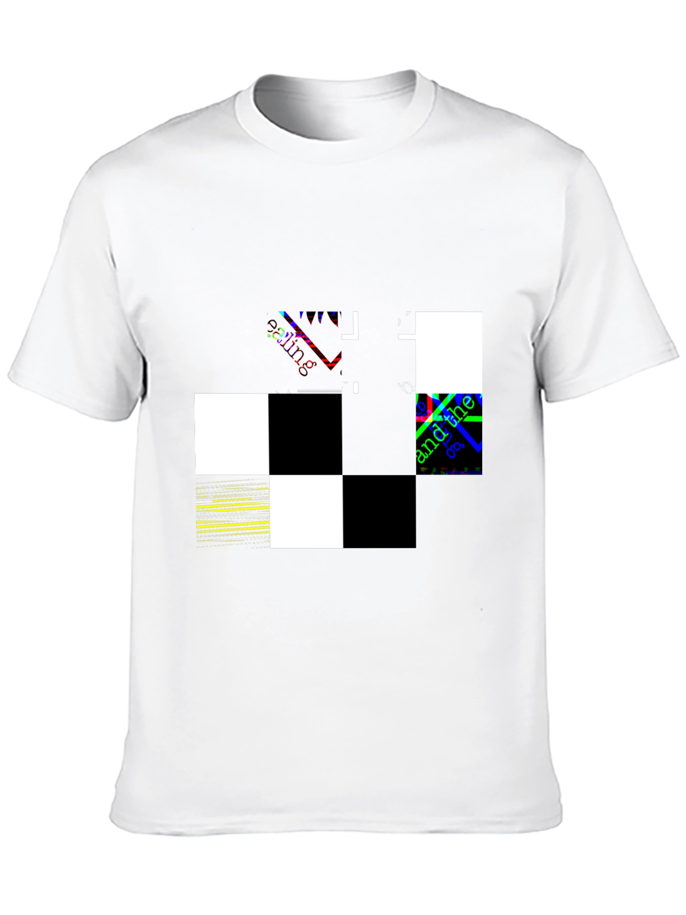 Abstract Checkerboard Graphic Black T-Shirt