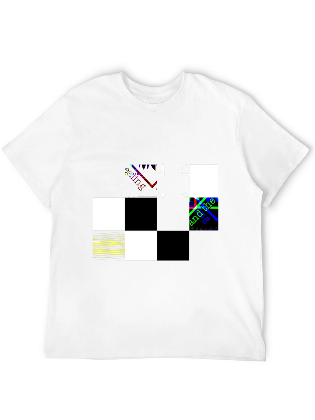 Abstract Checkerboard Graphic Black T-Shirt