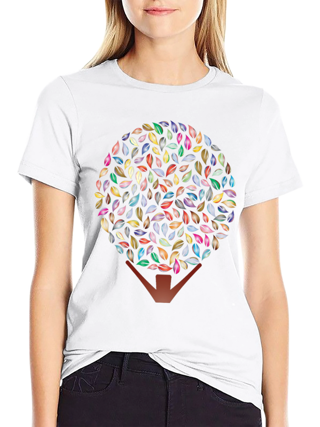 Leaf Tree Graphic Black T-Shirt
