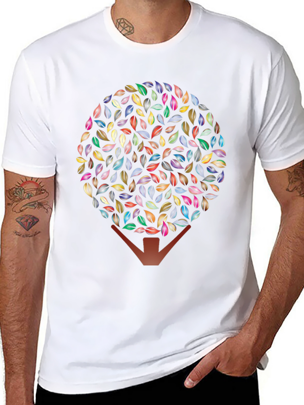 Leaf Tree Graphic Black T-Shirt