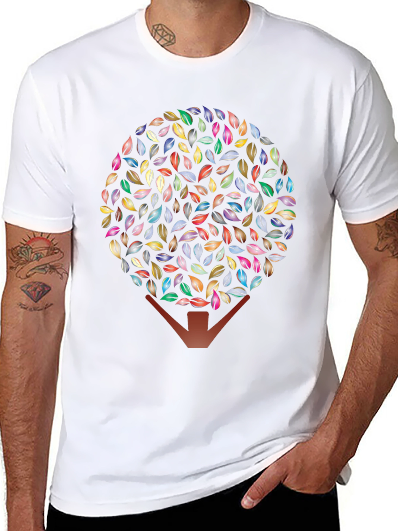 Leaf Tree Graphic Black T-Shirt