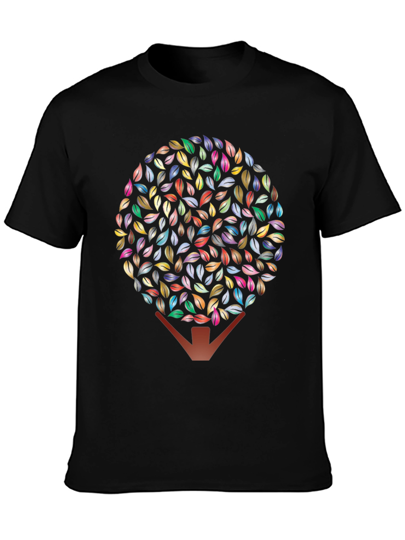 Leaf Tree Graphic Black T-Shirt