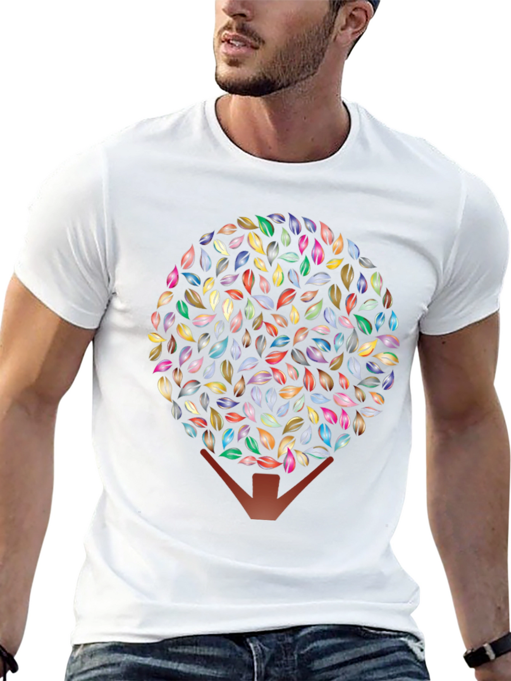 Leaf Tree Graphic Black T-Shirt