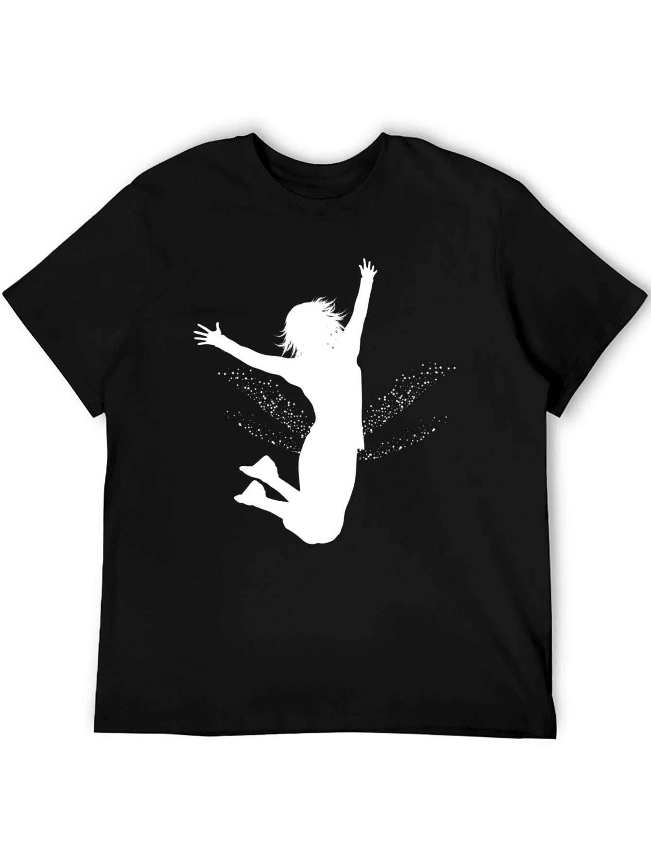 Black Tee with White Jumping Girl Graphic