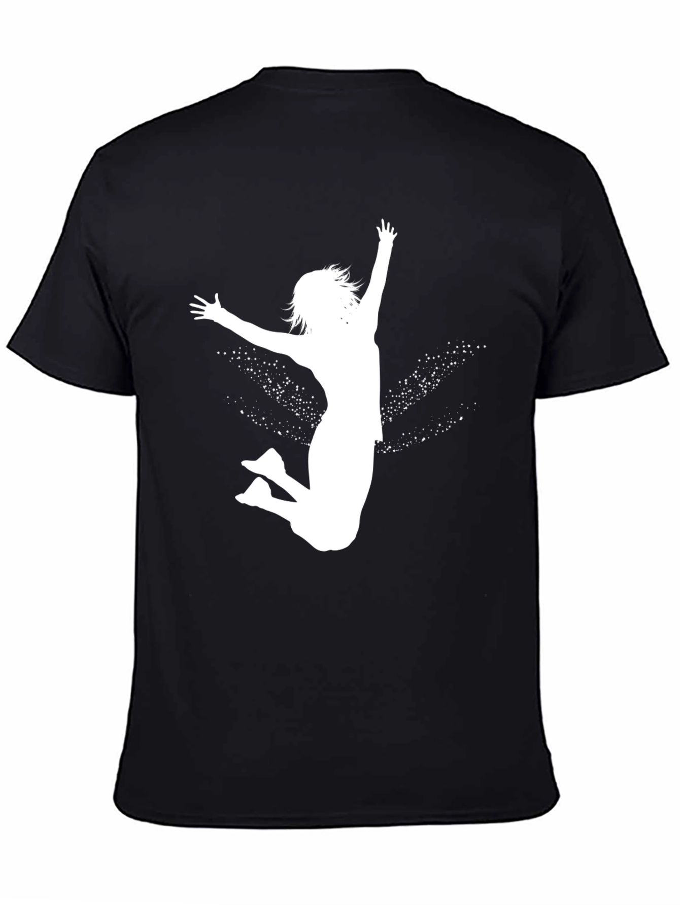 Black Tee with White Jumping Girl Graphic