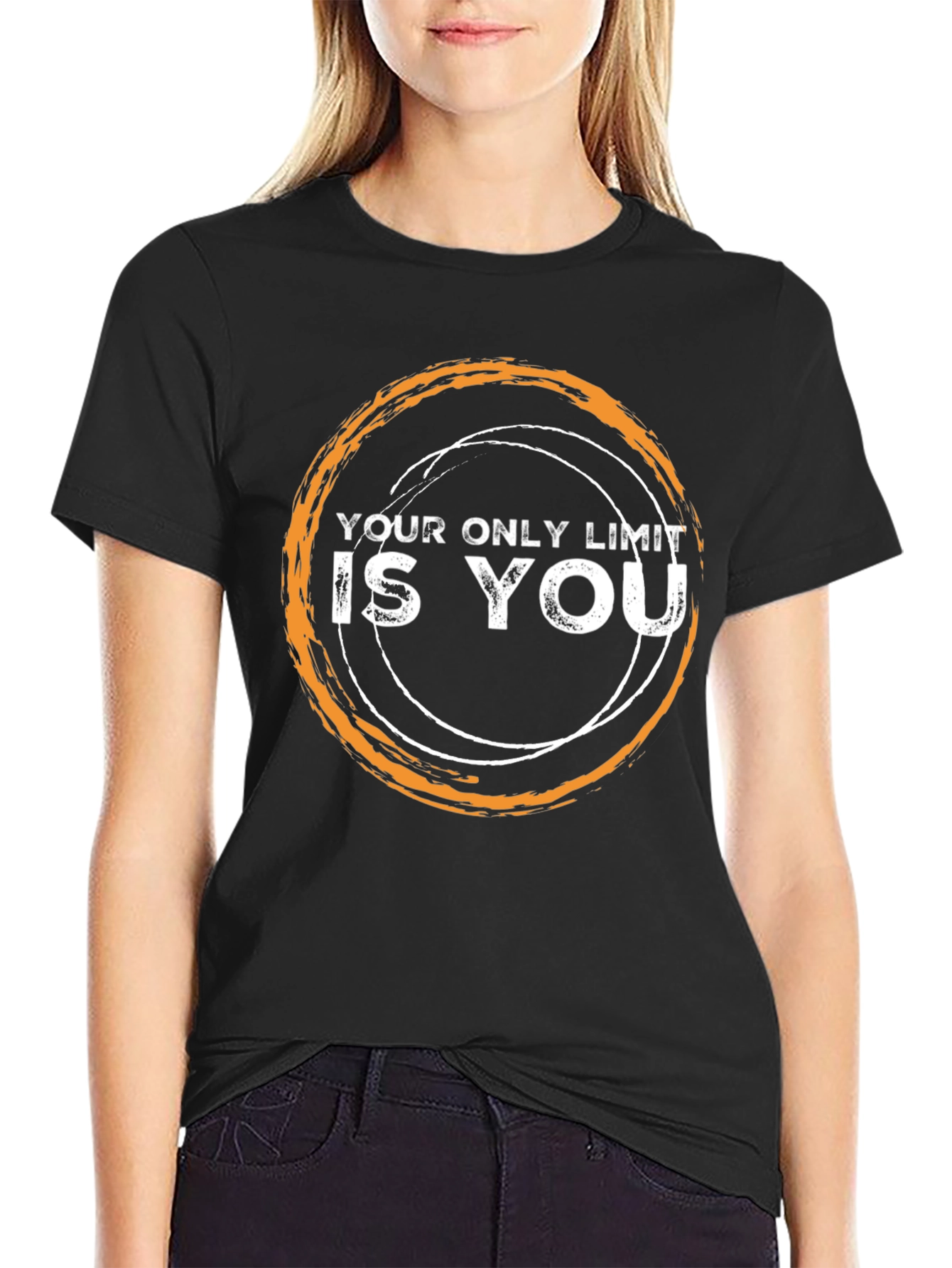 Motivational T-Shirt: Your Only Limit Is You Black Crew Neck