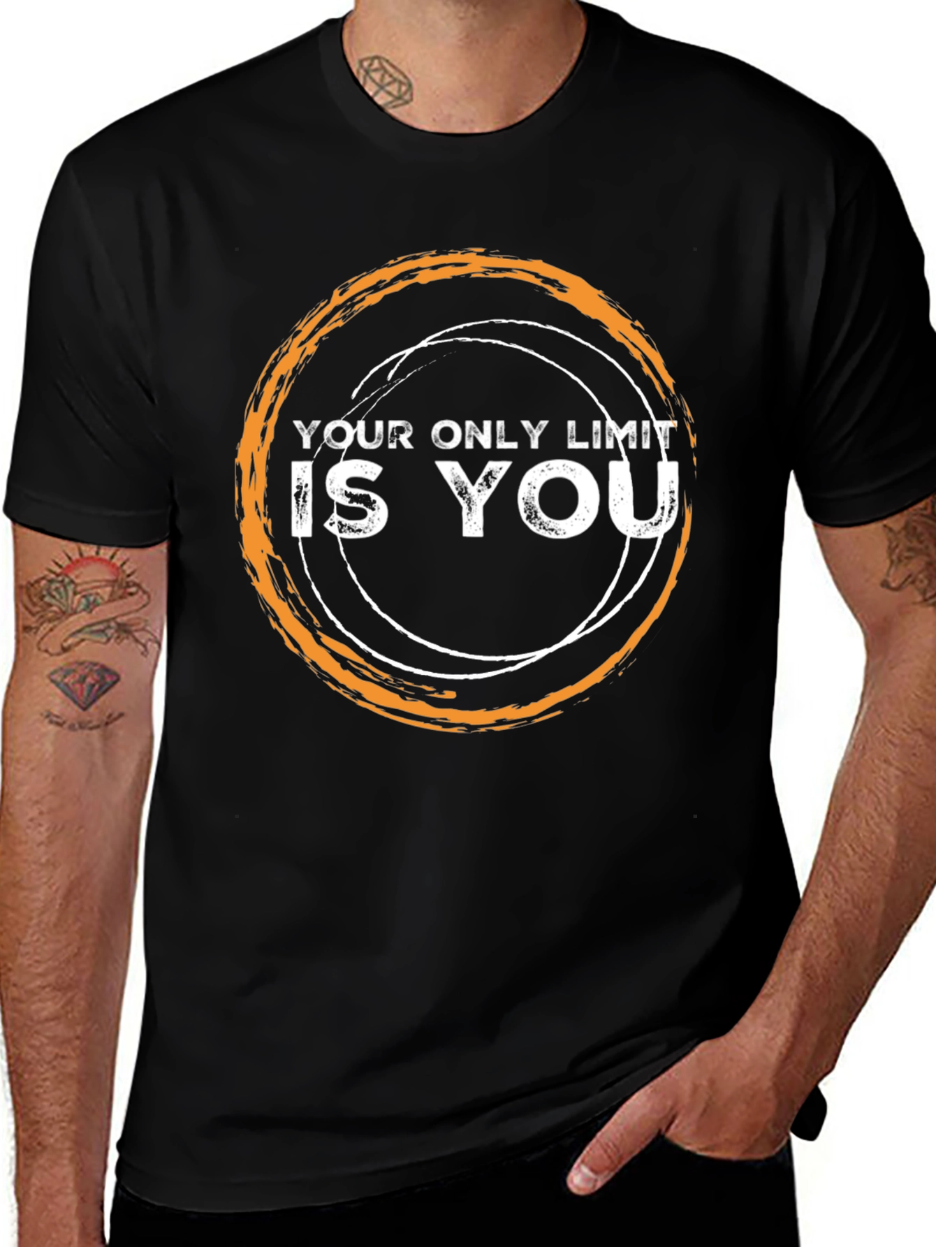 Motivational T-Shirt: Your Only Limit Is You Black Crew Neck