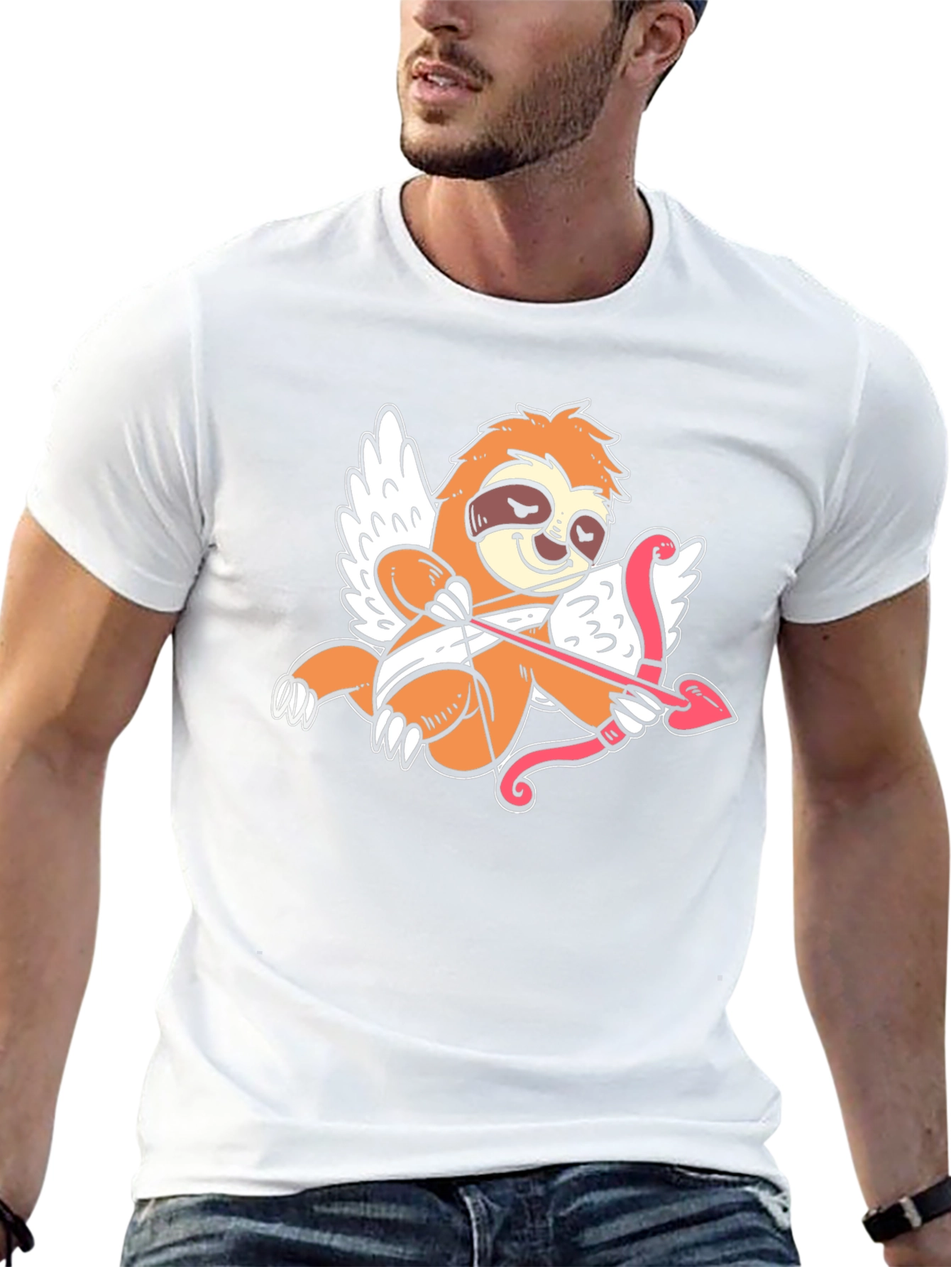 Cupid Sloth Graphic Tee - Black