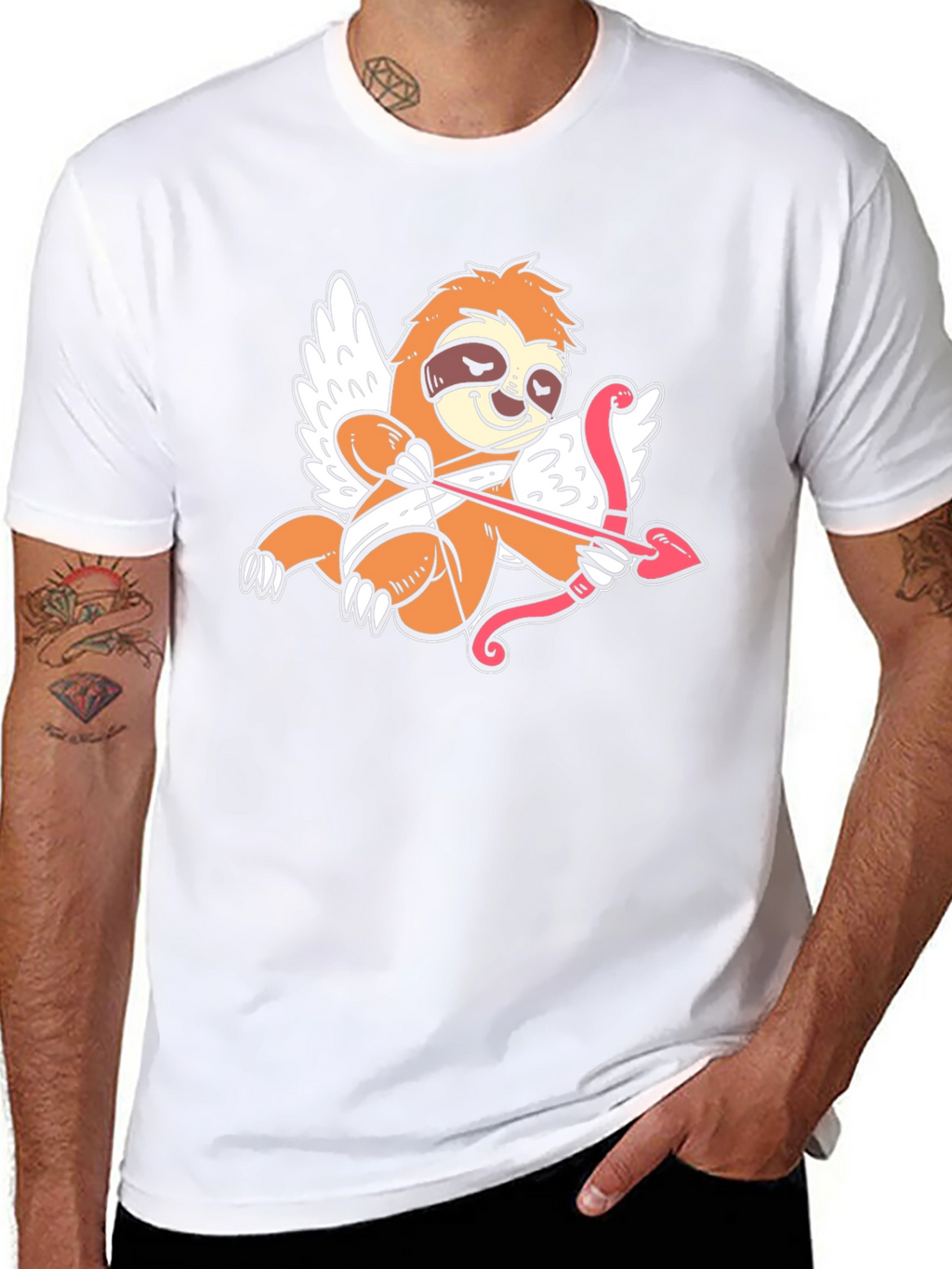 Cupid Sloth Graphic Tee - Black