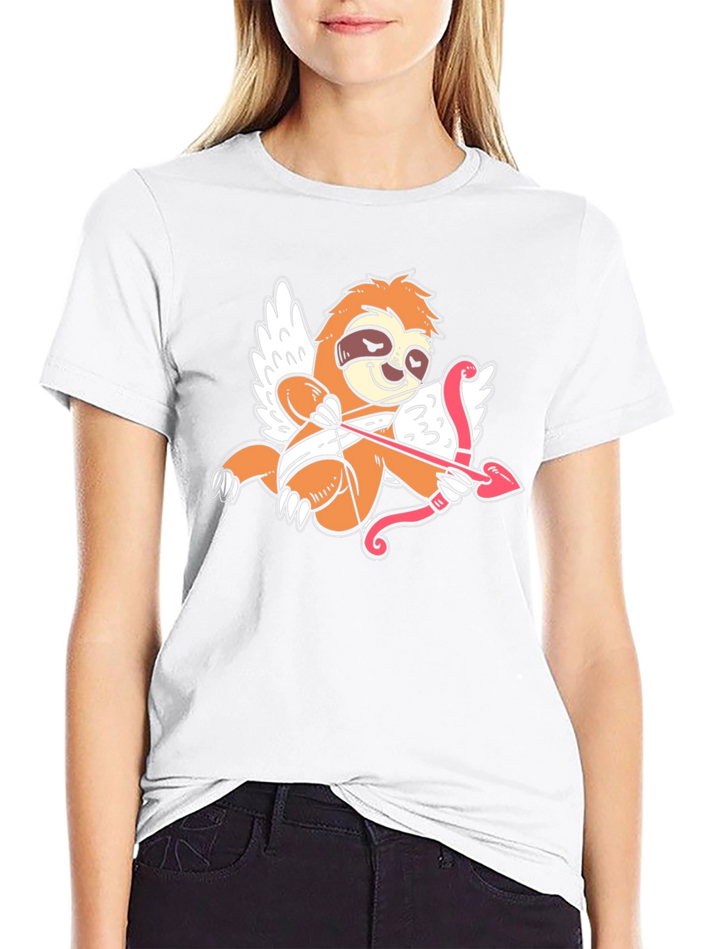 Cupid Sloth Graphic Tee - Black