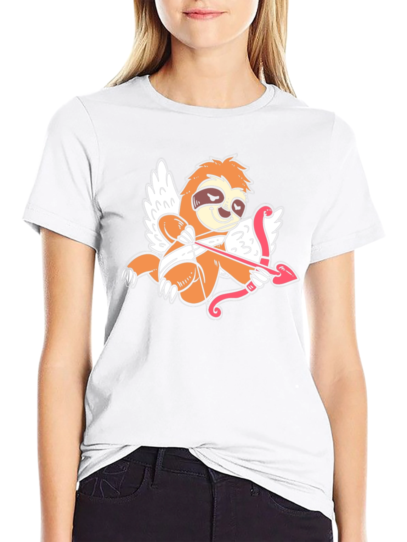 Cupid Sloth Graphic Tee - Black