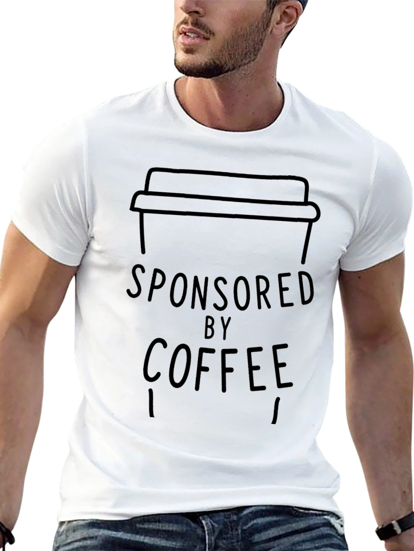 Sponsored by Coffee T-Shirt - Unisex Soft Cotton Tee