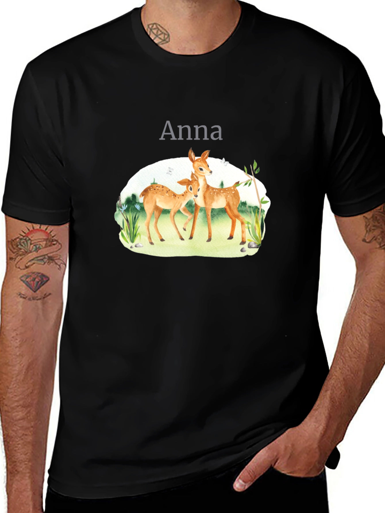 Deer Graphic Tee - Anna - Black