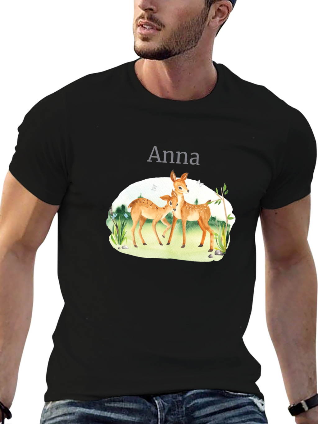 Deer Graphic Tee - Anna - Black