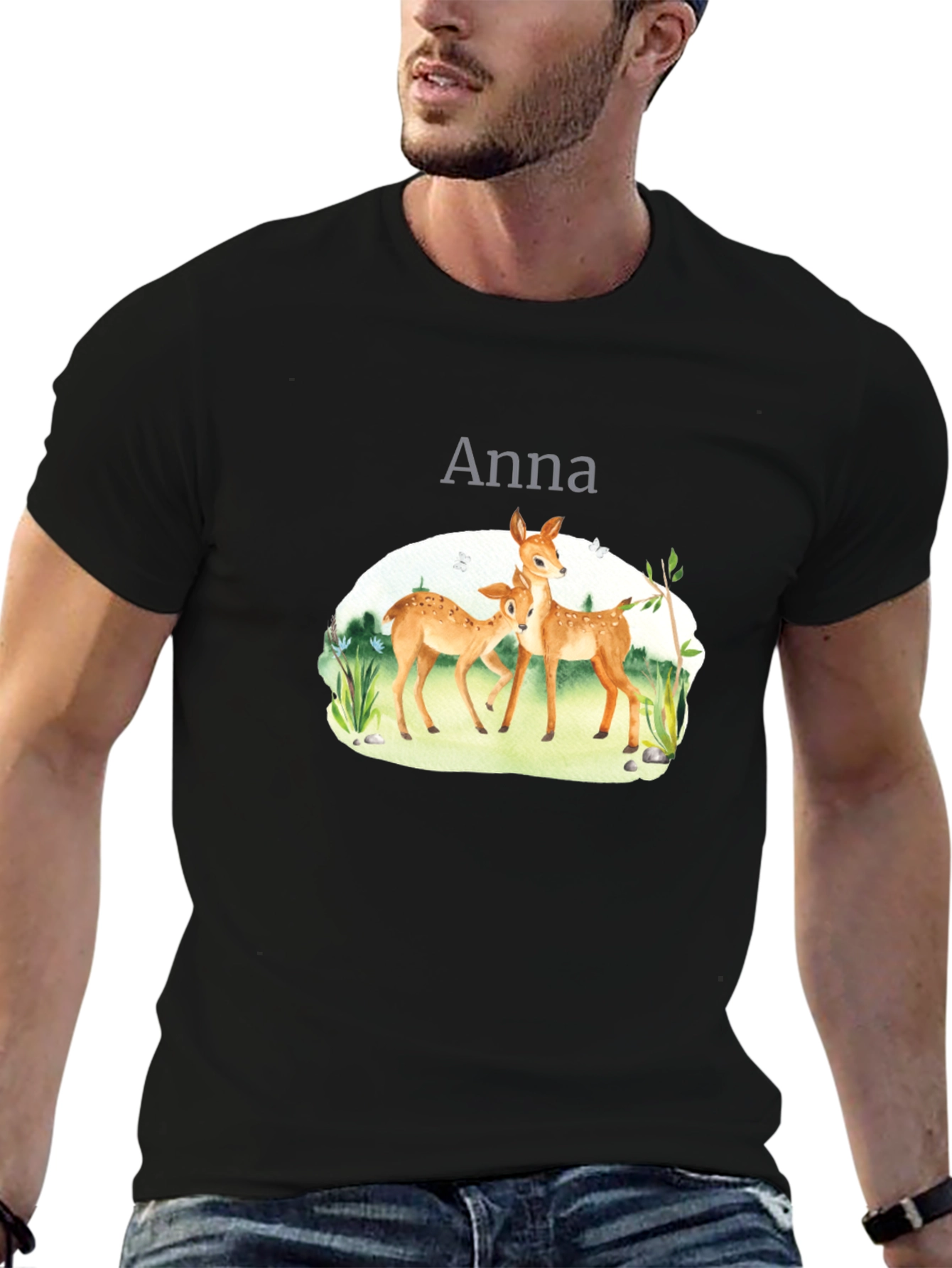 Deer Graphic Tee - Anna - Black