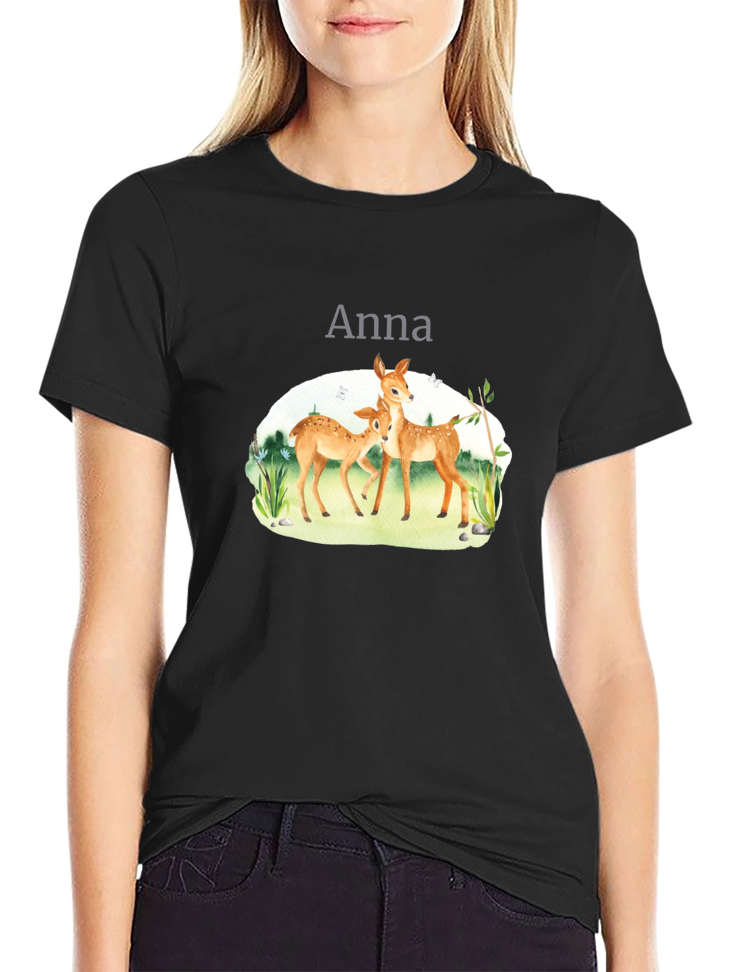 Deer Graphic Tee - Anna - Black