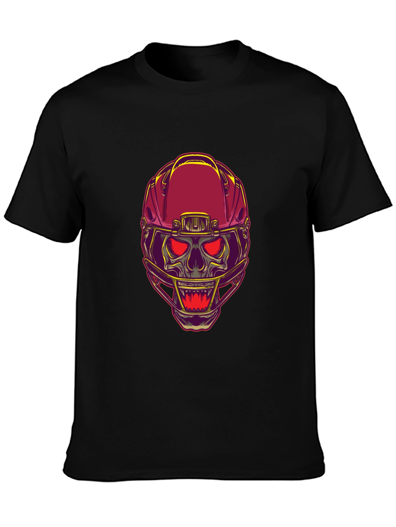 Skull Football Helmet Graphic T-Shirt - Bold Design