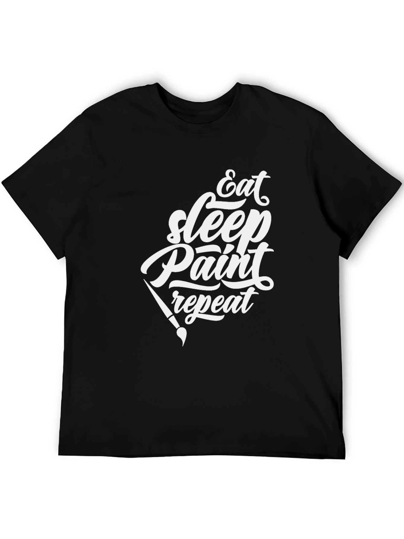 Eat Sleep Paint Repeat Black Graphic T-Shirt