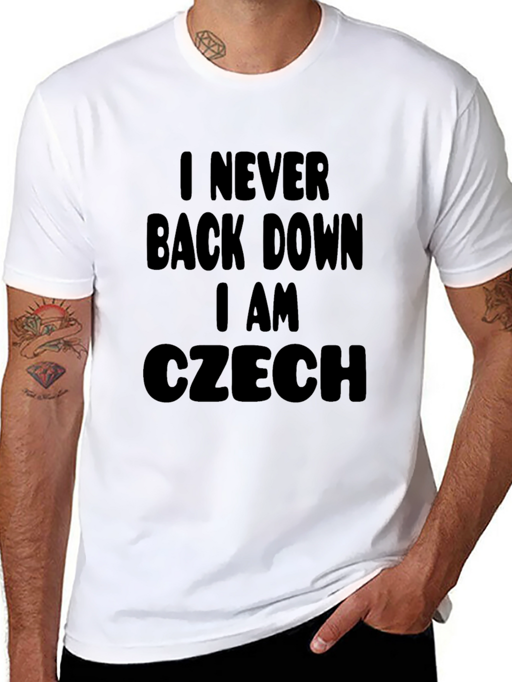 I Never Back Down Czech Black T-Shirt
