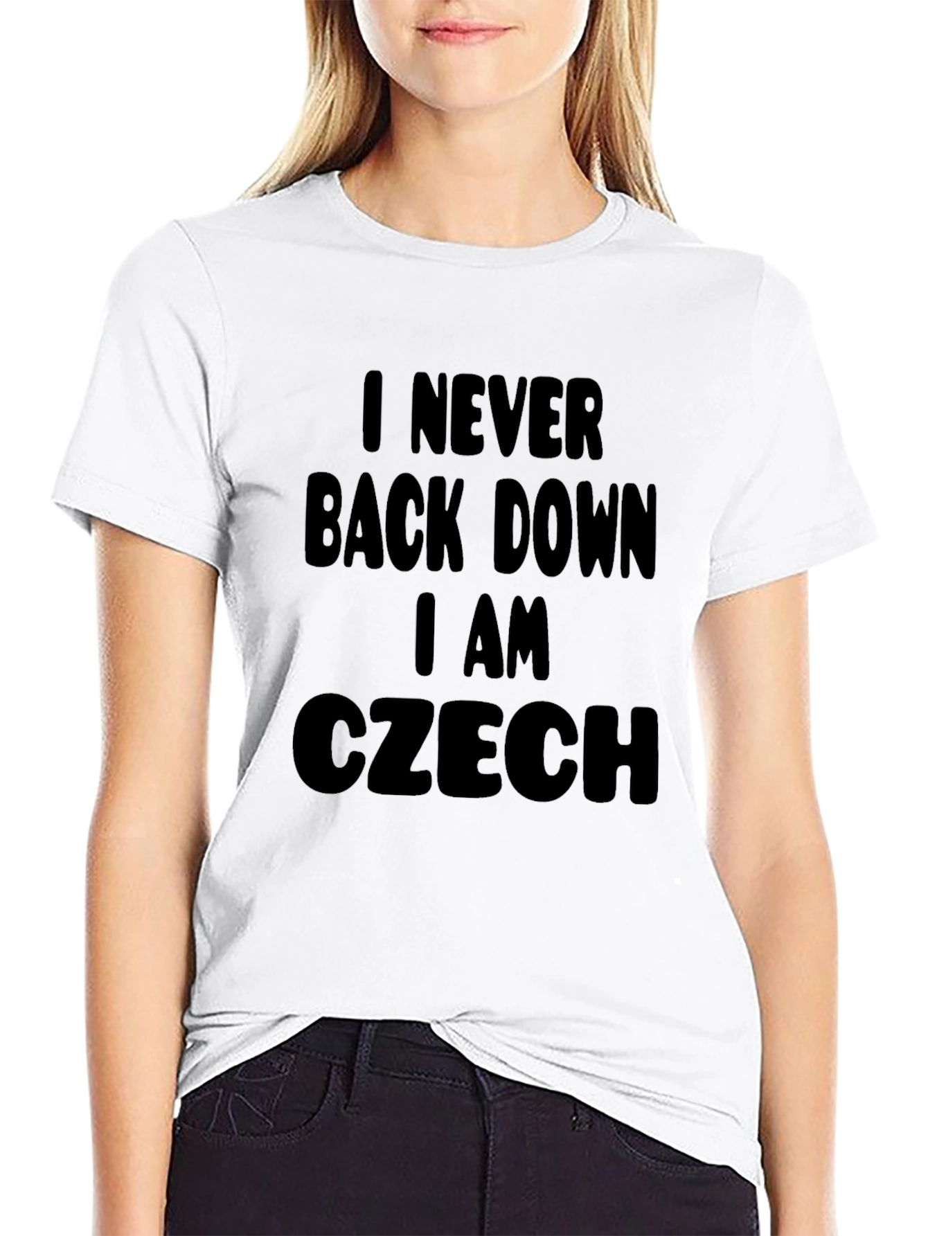I Never Back Down Czech Black T-Shirt