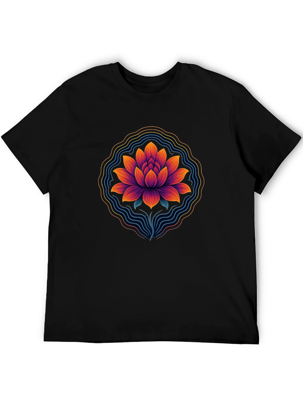 Lotus Blossom Graphic Tee - Mens Black T-Shirt