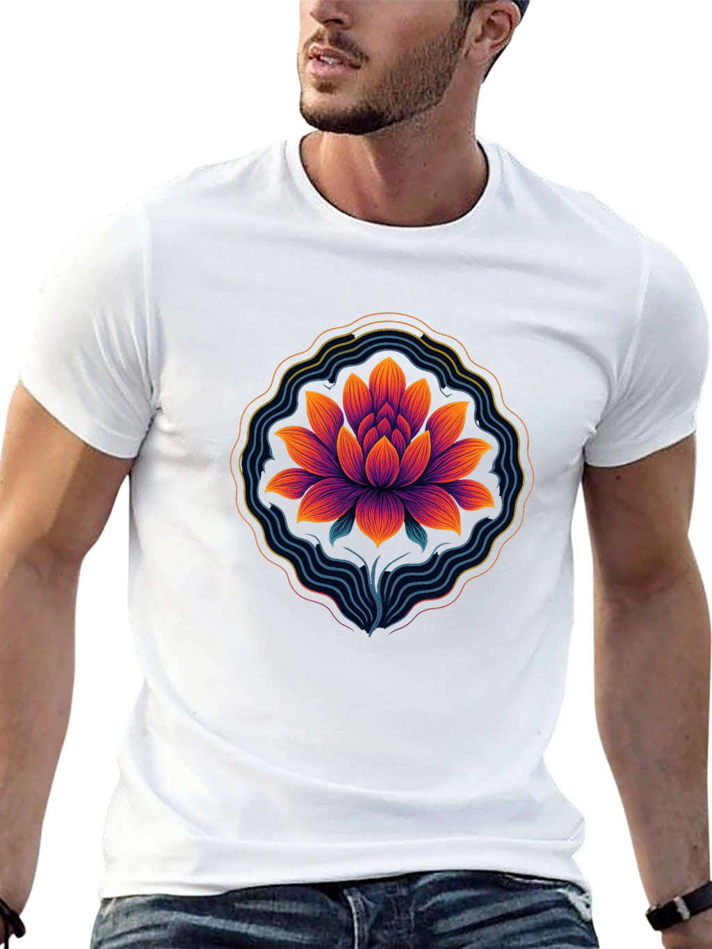 Lotus Blossom Graphic Tee - Mens Black T-Shirt