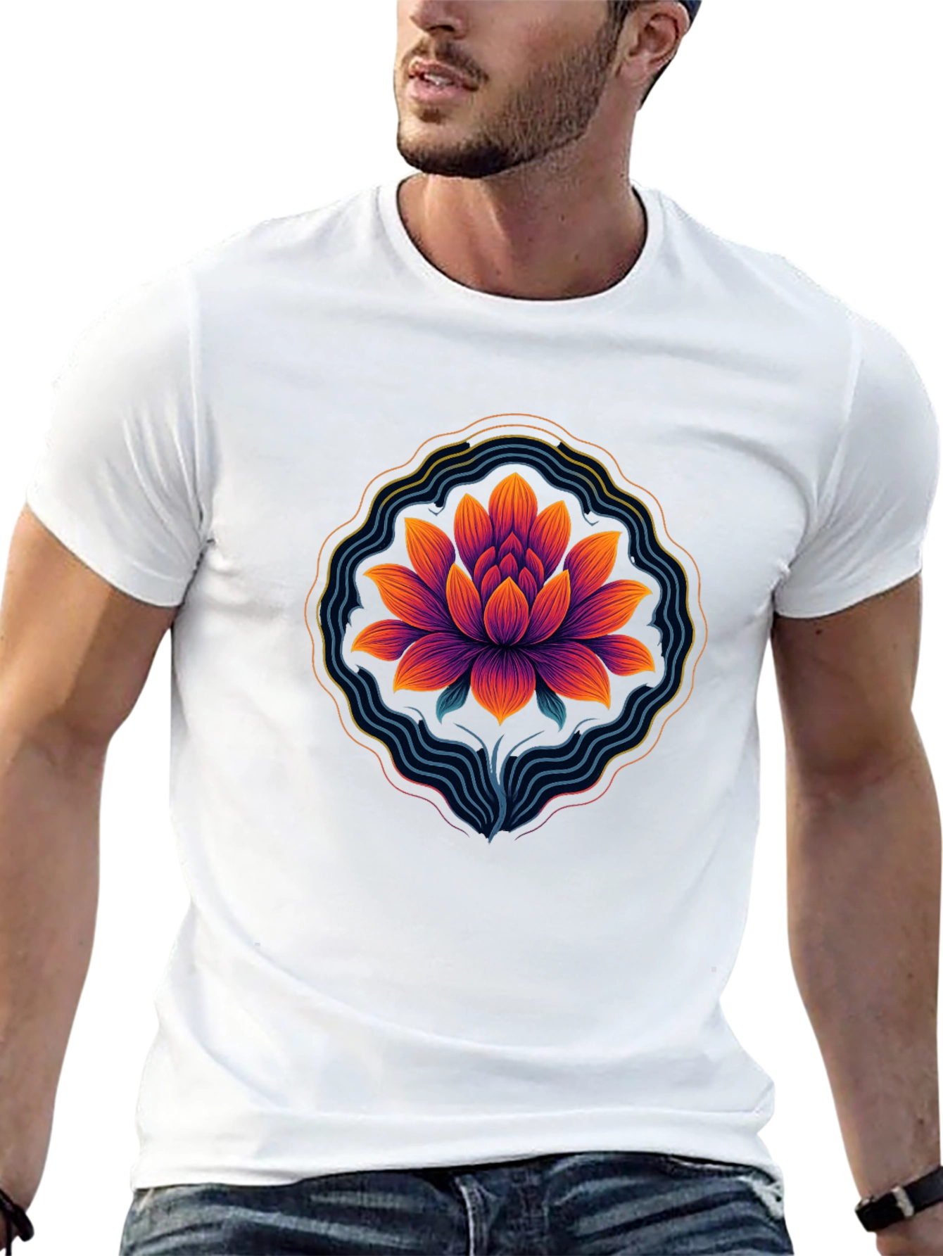Lotus Blossom Graphic Tee - Mens Black T-Shirt