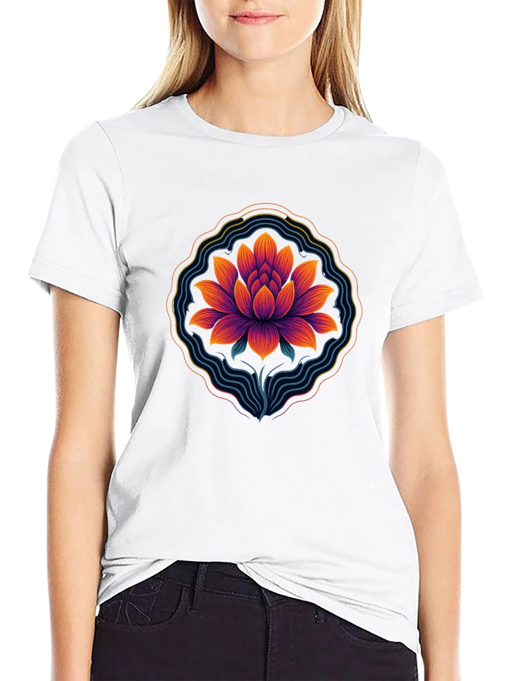 Lotus Blossom Graphic Tee - Mens Black T-Shirt
