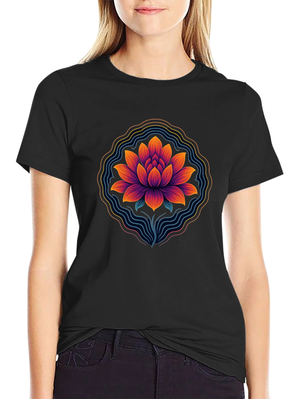 Lotus Blossom Graphic Tee - Mens Black T-Shirt