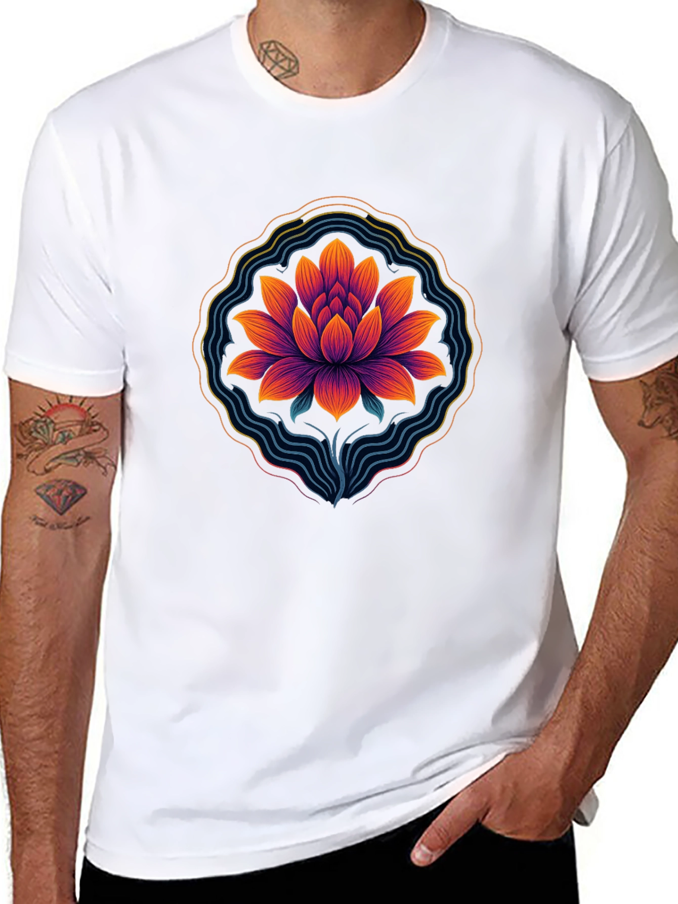 Lotus Blossom Graphic Tee - Mens Black T-Shirt