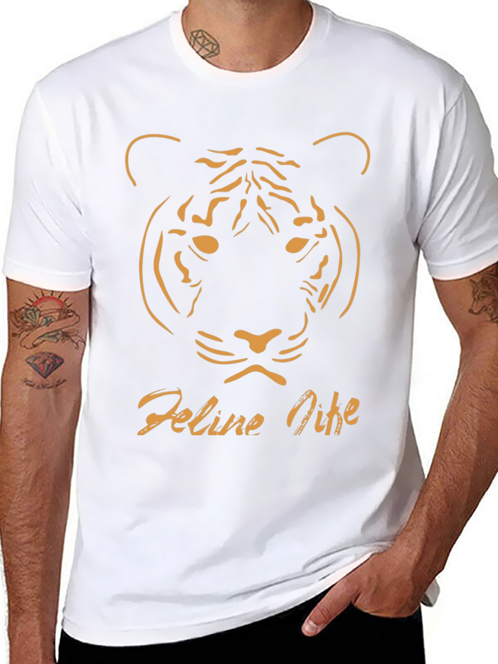 Feline Nine Graphic Tee - Black Tiger Design
