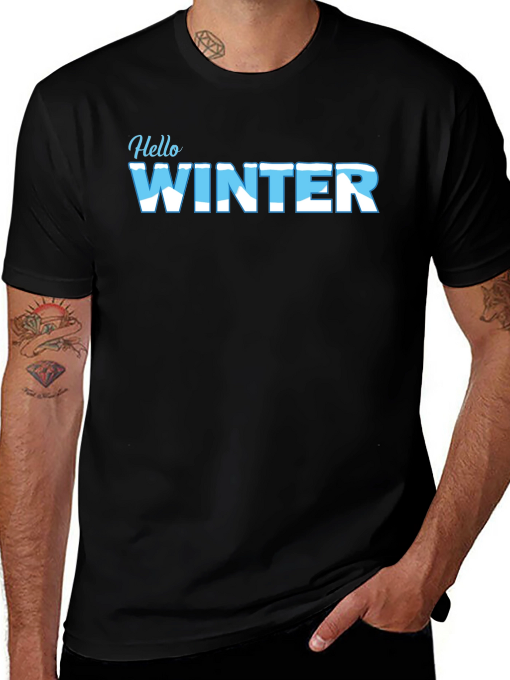 Hello Winter Black Graphic Tee
