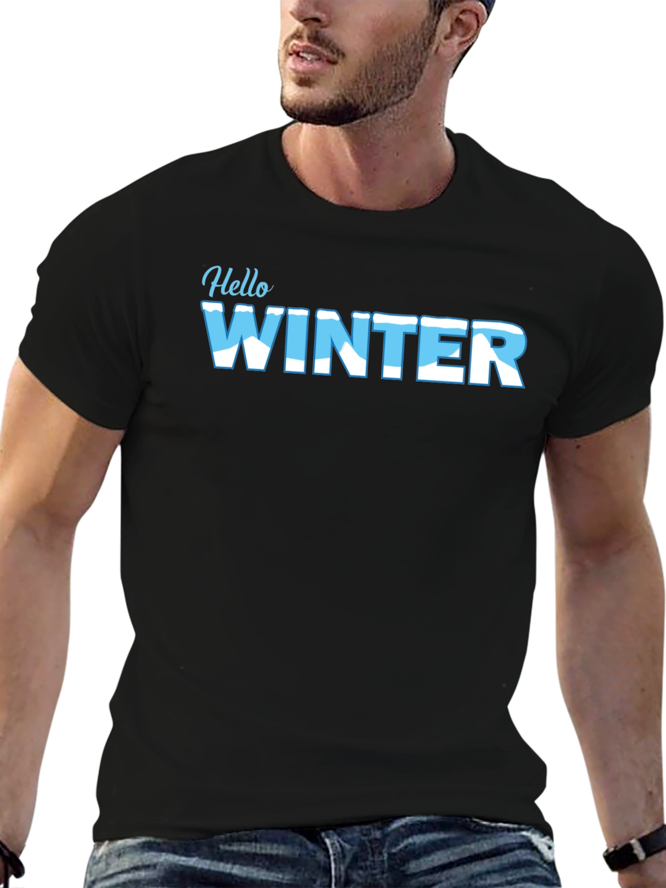 Hello Winter Black Graphic Tee