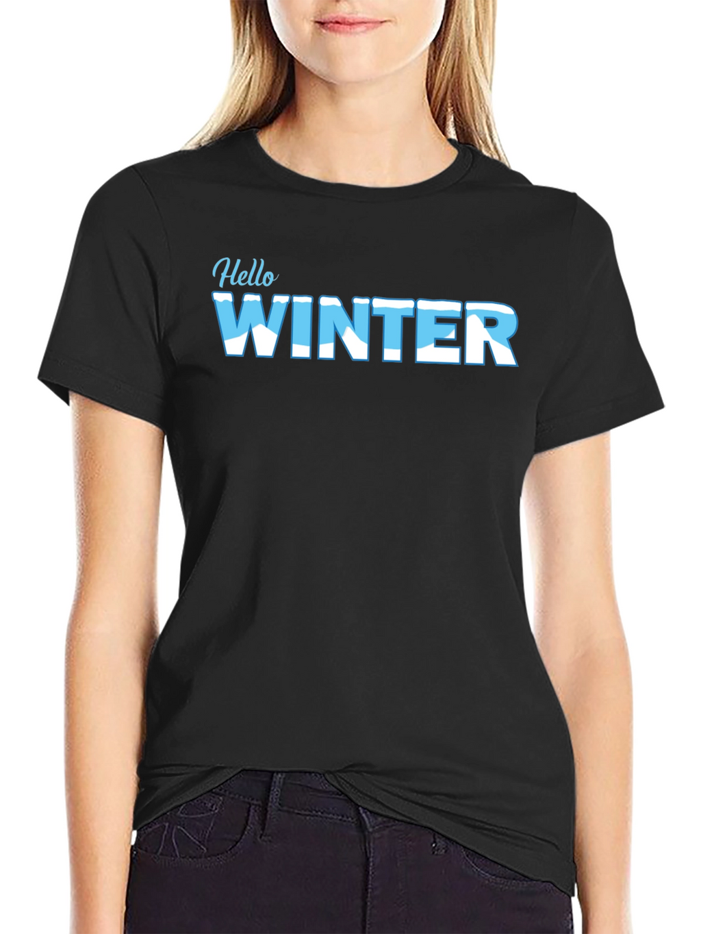 Hello Winter Black Graphic Tee