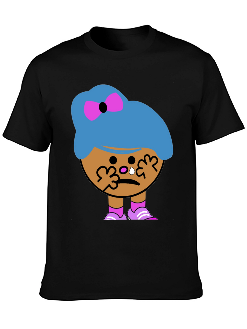 Tearful Cartoon Character Graphic T-Shirt