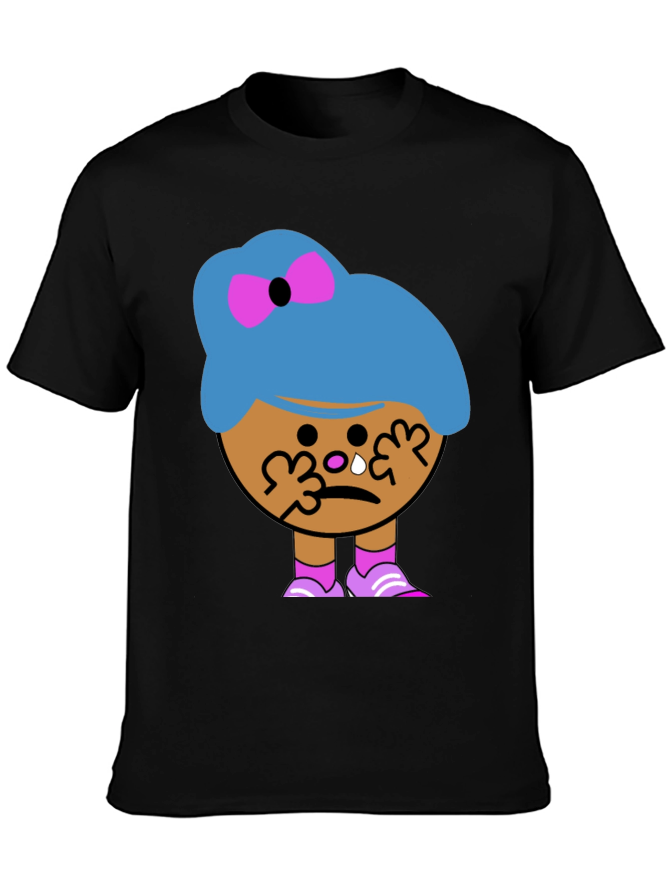 Tearful Cartoon Character Graphic T-Shirt