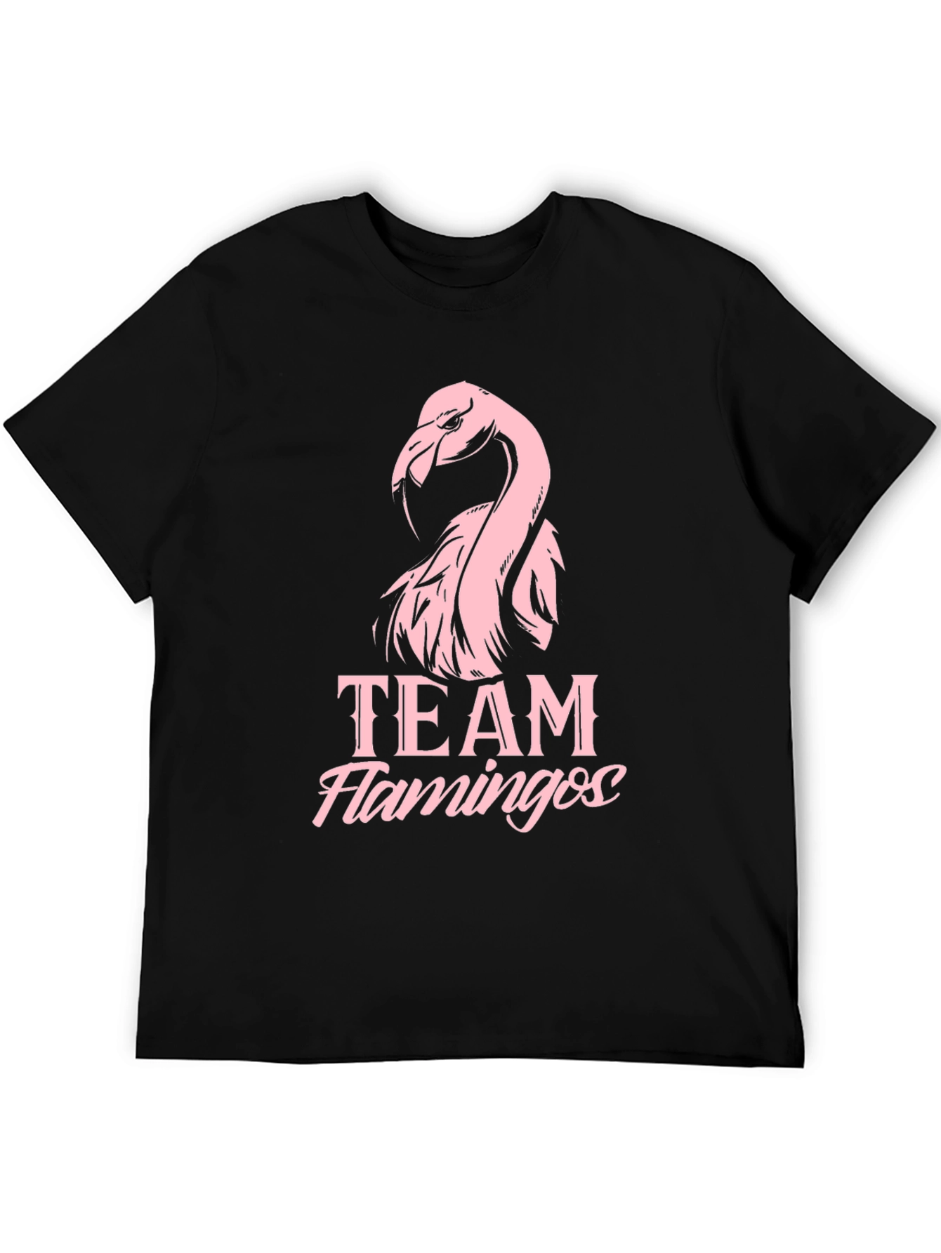 Team Flamingos Graphic Tee - Black Cotton T-Shirt